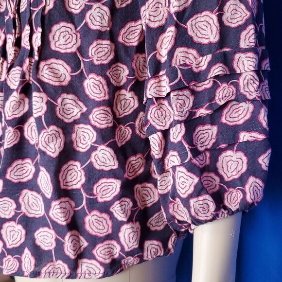 Anthropologie Maeve Cathy Pleated V-Neck Plum Top - Picture 7 of 11